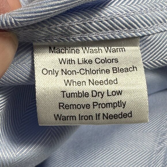 Mens JOS A. Bank Reserve No Wrinkle Shirt Blue 16.5/34 100% Egyptian Cotton - Picture 4 of 7